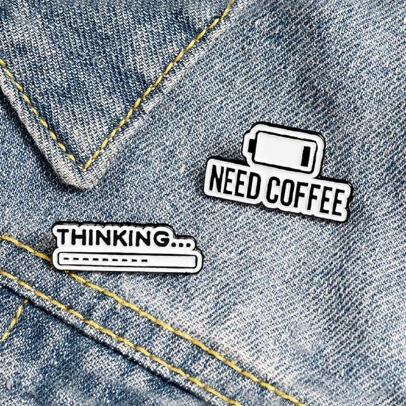 Thinking and coffee pins - Picture 1 of 2